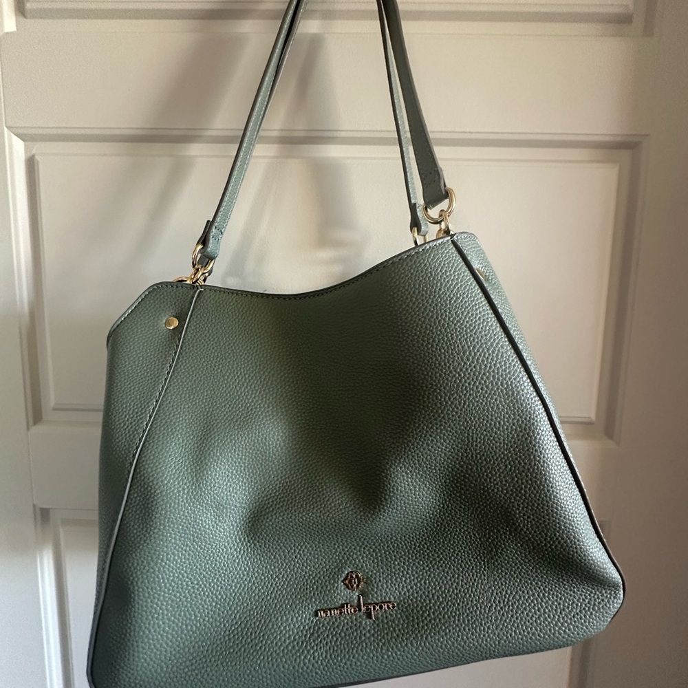 Nanette Lepore Green Leather Shoulder Bag with Structured Finish